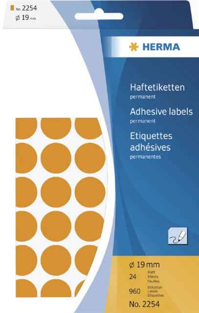 Etiket Herma 2254 fluor oranje 19mm; ds 24 vel