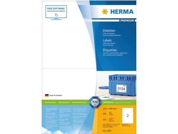 Superprintetiket Herma 4282 wit 210x148mm; ds 100
