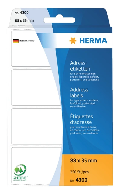Etiket HERMA adres 4300 88x35mm zig-zag 250 stuks