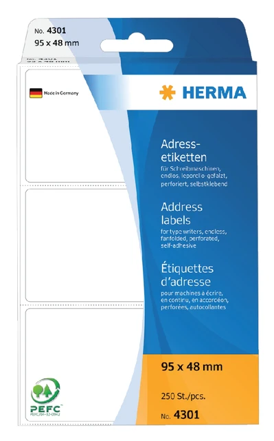 Etiket Herma Adres 4301 95x48mm 250stuks Zig-Zag