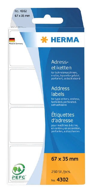 Etiket HERMA adres 4302 67x35mm zig-zag 250 stuks