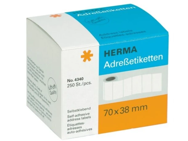 Etiket HERMA adres 4340 70x38mm op rol wit 250stuks