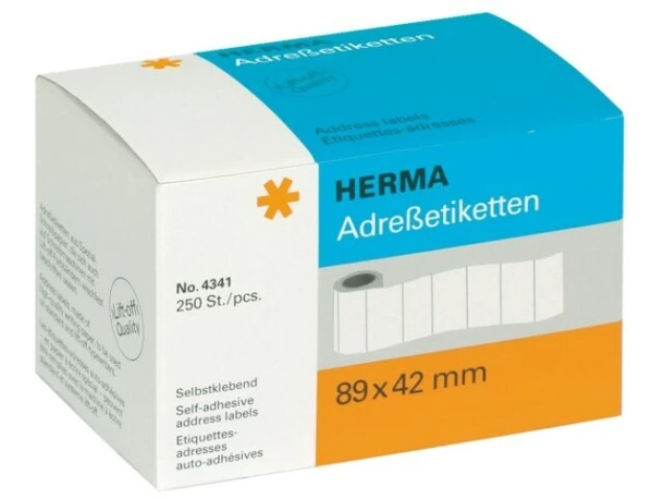Adresetiket Herma 4341, 89mmx42mm, op rol