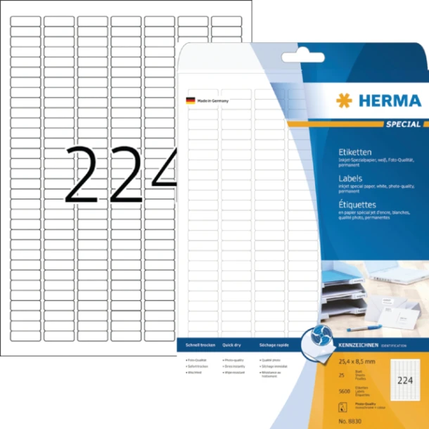 Etiket Herma 8830 25.4x8.5mm Mat Wit 5600stuks