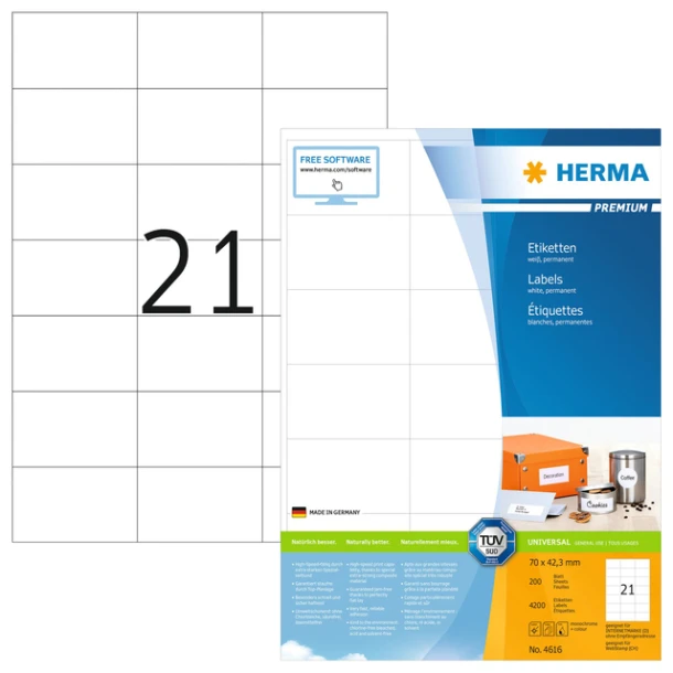 Superprintetiket Herma 4616, 70x42.3; 4200st
