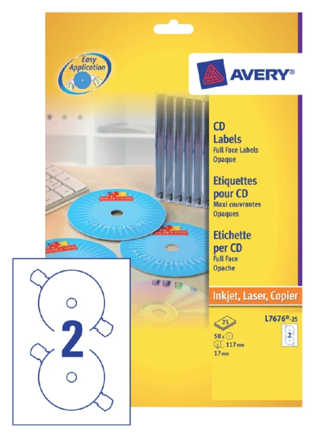 Etiket Avery L7676 CD‘s 117diam; pkj 25vel mat