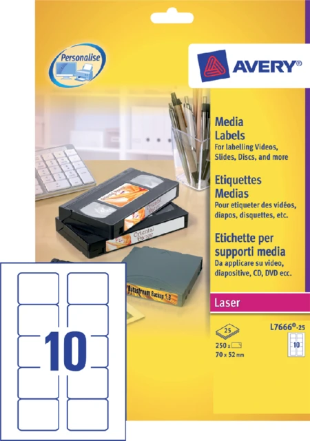 Etiket Avery L7666-25 70x52mm voor 3.5" disk 250st