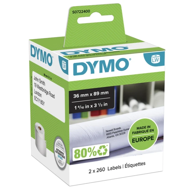 Labelwriteretiket tbv Dymo 99012; 89x36mm ds 2 rol