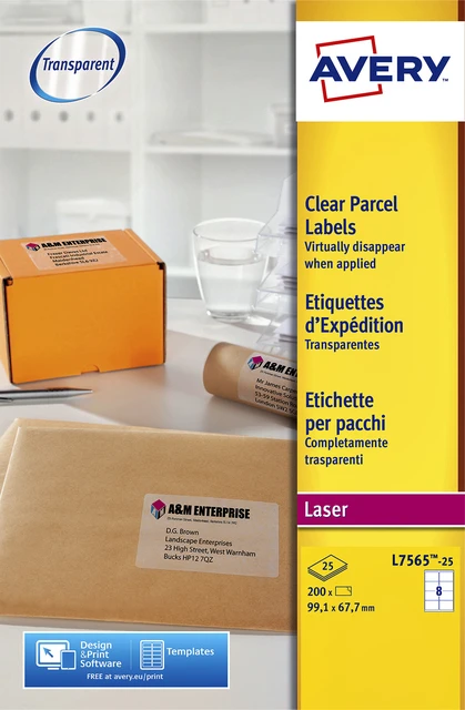 Etiket Avery L7565-25 99.1x67.7 transp. pk a 25