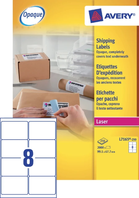 Etiket Avery L7165-250 99.1x67.7mm 2000stuks Wit