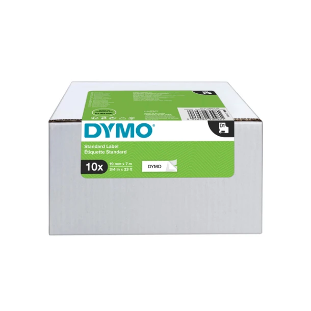 Labeltape Dymo 45803 19mmx7m D1 Wit/Zwart 10st