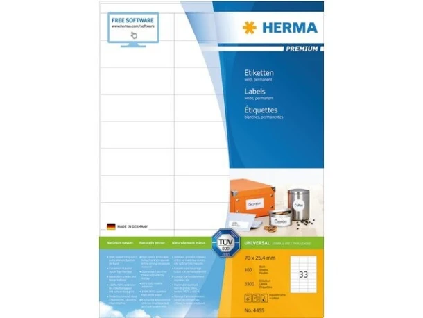 Superprintetiket Herma 4455 70x25,4mm; ds a 100v