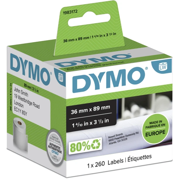 Etiket Dymo 99831 labelwriter 36x89mm adres 250st