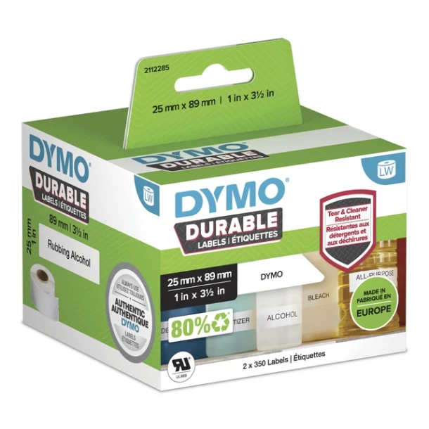 Etiket Dymo LabelWriter industrieel 25x89mm 2 rollen รก 350 stuks wit