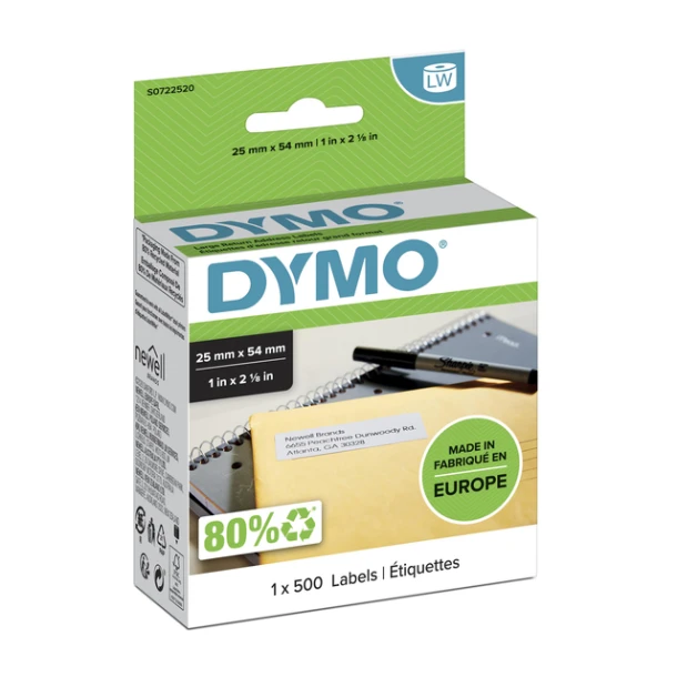 Labelwriteretiket tbv Dymo 11352; 25x54mm; rol 500