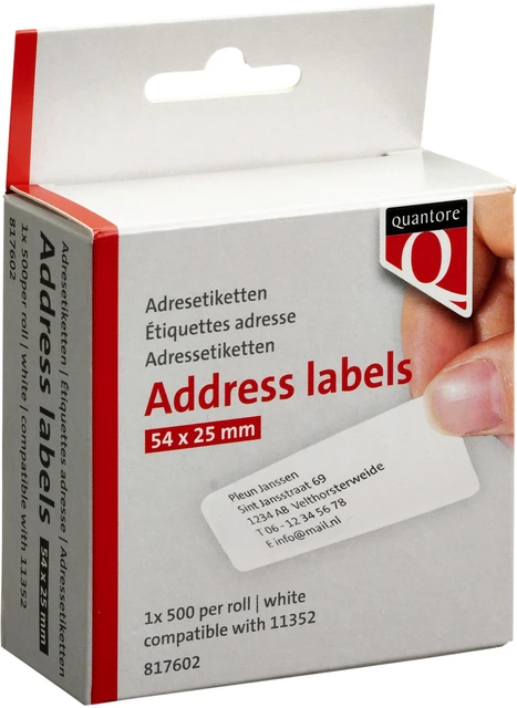 Labeletiket Quantore 11352 54x25mm adres wit 500 stuks