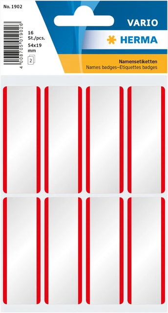 Etiket HERMA 1902 54x19mm naametiket wit rood zijd