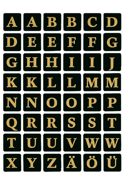 Etiket HERMA 4130 13x13mm letters A-Z zwart op goud