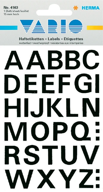Etiket Herma 4163 15mm Letters A-Z Zwart