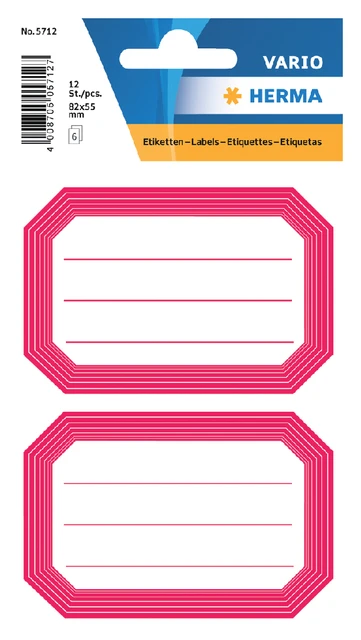 Etiket HERMA 5712 82x55mm schrift rode rand 12stuk