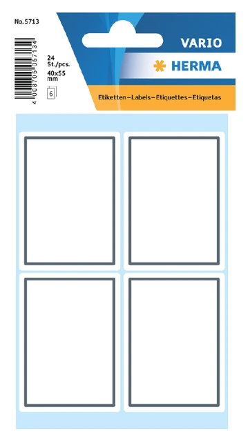 Etiket HERMA 5713 40x55mm schrift grijs kader 24st