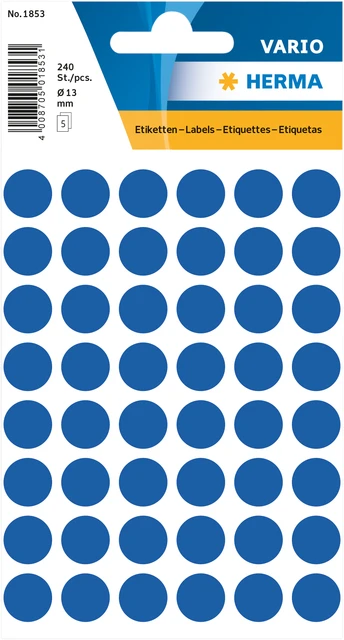 Etiket HERMA 1853 rond 13mm donkerblauw 240 stuks