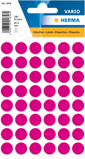 Etiket Herma 1856 12mm rond roze pakje 240st