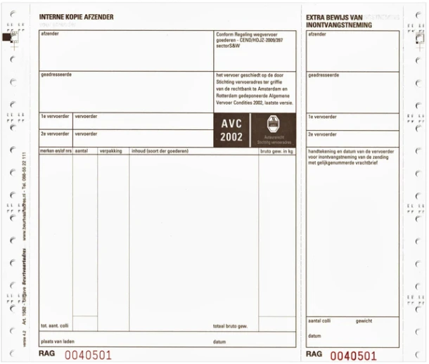Vrachtbrief Iezzy Bva 240x200mm 4voud