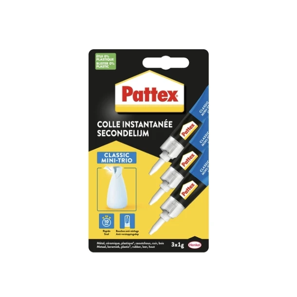 Secondelijm Pattex Classic Mini Trio Tube 3x1gram