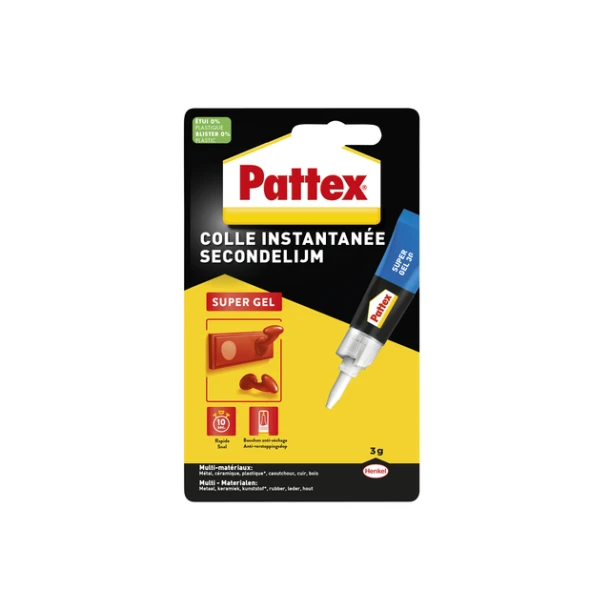 Lijm Pattex secondelijm Gel 3 gr., blister 1st