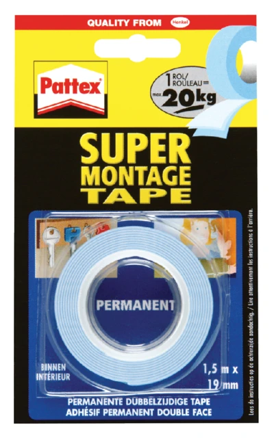 Dubbelzijdig tape Pattex Supermontage 20kg. 1.5m