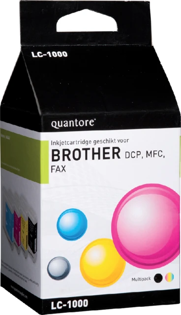 Inktcartridge Quantore tbv Brother LC-1000 zwart + 3 kleuren