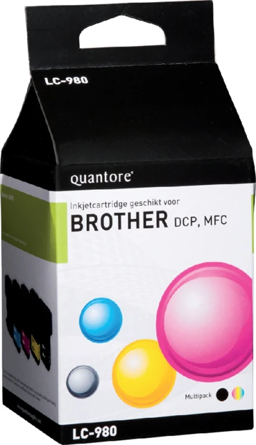 Inktcartridge Quantore tbv LC-980 zwart + 3 kleuren