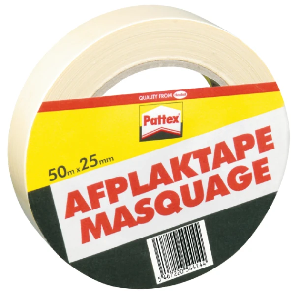 Tape crepe afplak Pattex; rol 25mmx50mtr