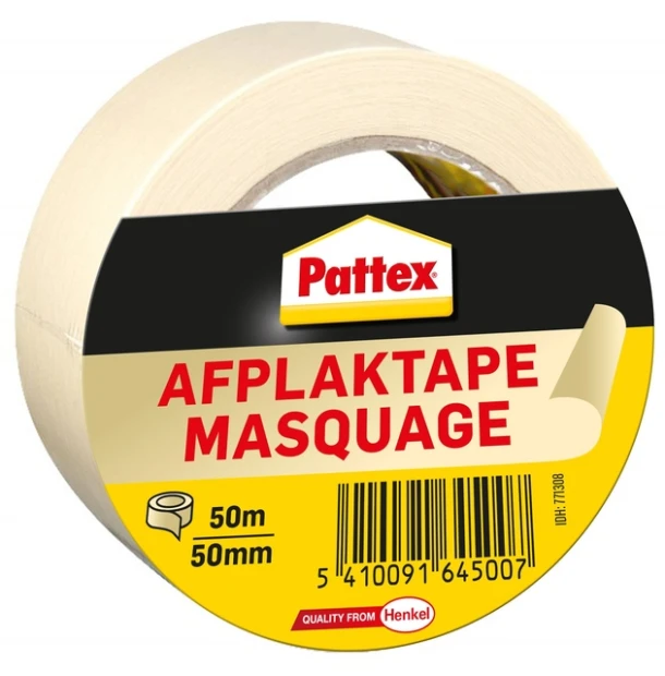 Tape crepe afplak Pattex; rol 50mmx50mtr