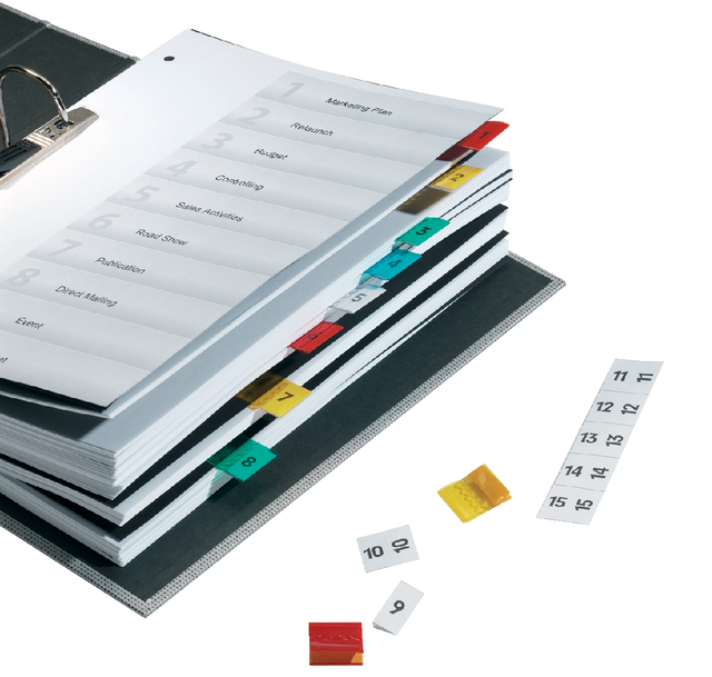 Tabstroken Durable zelfklevend glashelder 5x20cm; pak 5 stroken