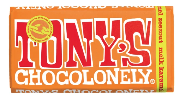 Chocolade Tony Chocolonely Melk Karam Zeezt 180gr