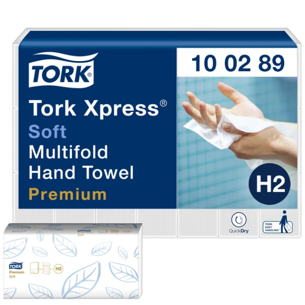 Handdoek Tork H2 100289 2laags 21x26mm wit 21x150s