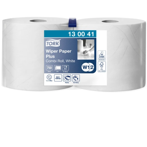 Poetspapier Tork Wiping Plus Combi W1/2 255m wit