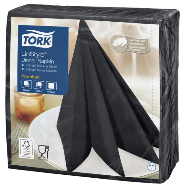 Servet Tork 39x39cm 478726 Linstyle Zwart 50 Stuks