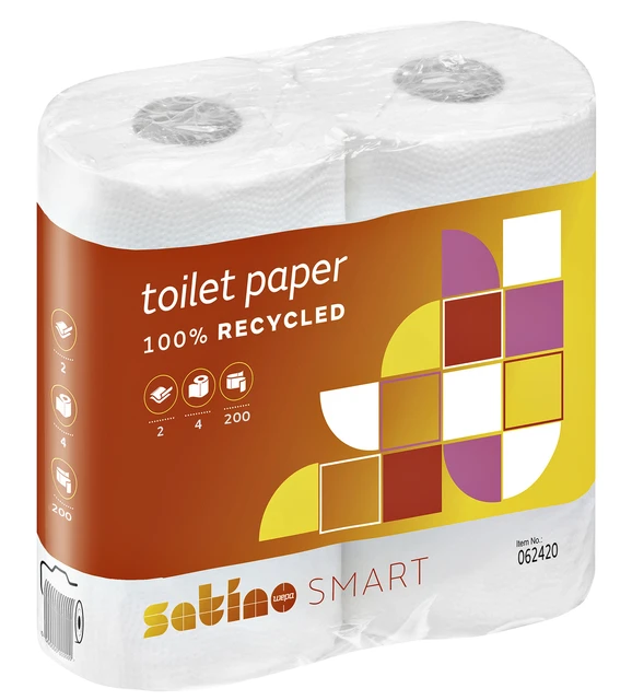 Toiletpapier Satino 2-laags naturel; pk 4 rol 200v