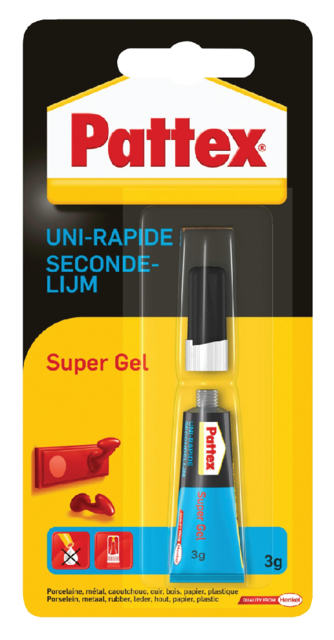Lijm Pattex secondelijm Gel 3 gr., blister 1st