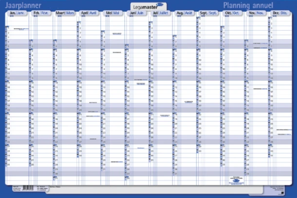 Jaarplanner 2027 Legamaster 1 persoon 90x60cm horizontaal gelamineerd Engelstalig