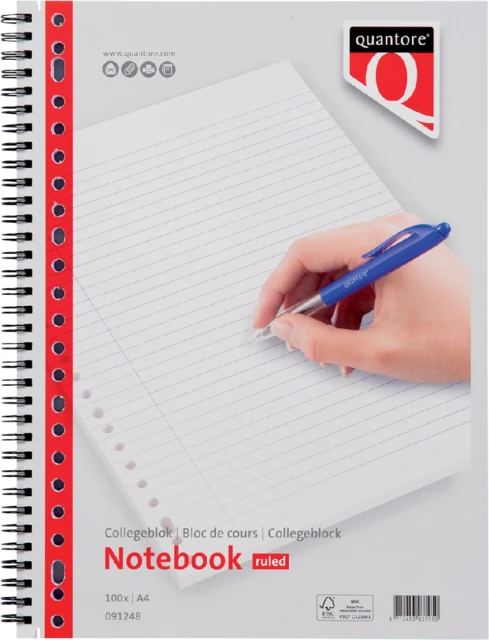 Collegeblok Quantore A4 23-gaats lijn spiraal