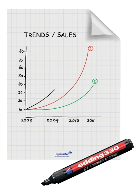 Magic-Chart Legamaster Whiteboard 60x80cm wit met ruit; pak 25 vel