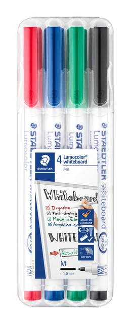 Viltstift Staedtler 301 whiteboard rond ass 4stks
