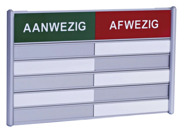 Infobord Posta Aan/Afwezigheidsbord 5 Plaatsen