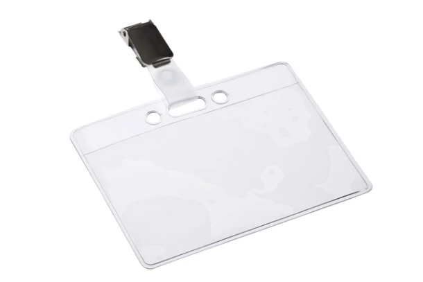 Badge Quantore 95x78mm, bretelstrip PC; ds 24stuks