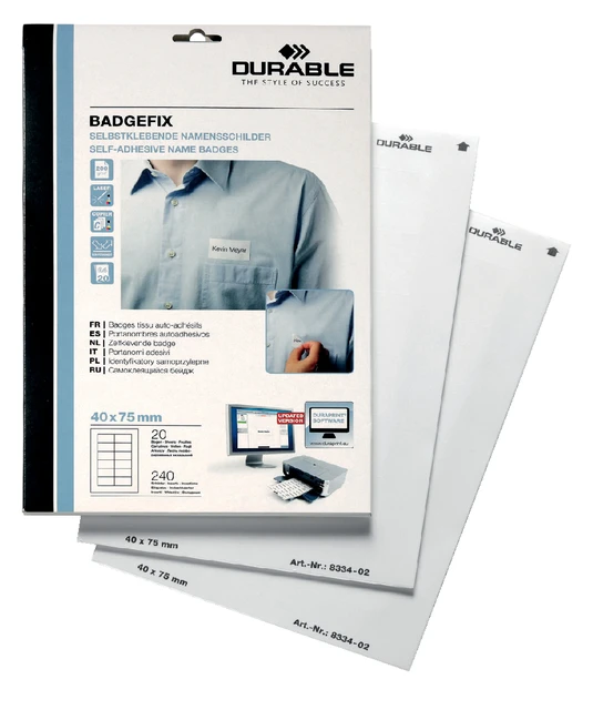 Naambadge Etiket Durable 8334 Badgefix 40x75mm Zk