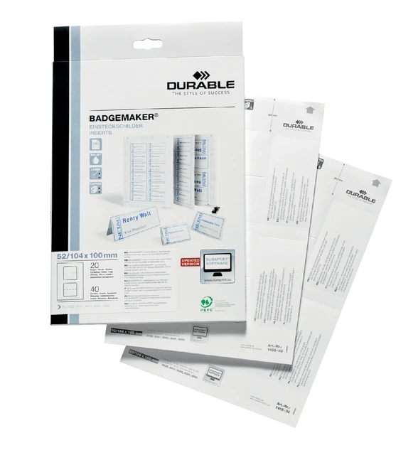 Badgekaart Durable 1420 Bedrukbaar A6 80 Stuks